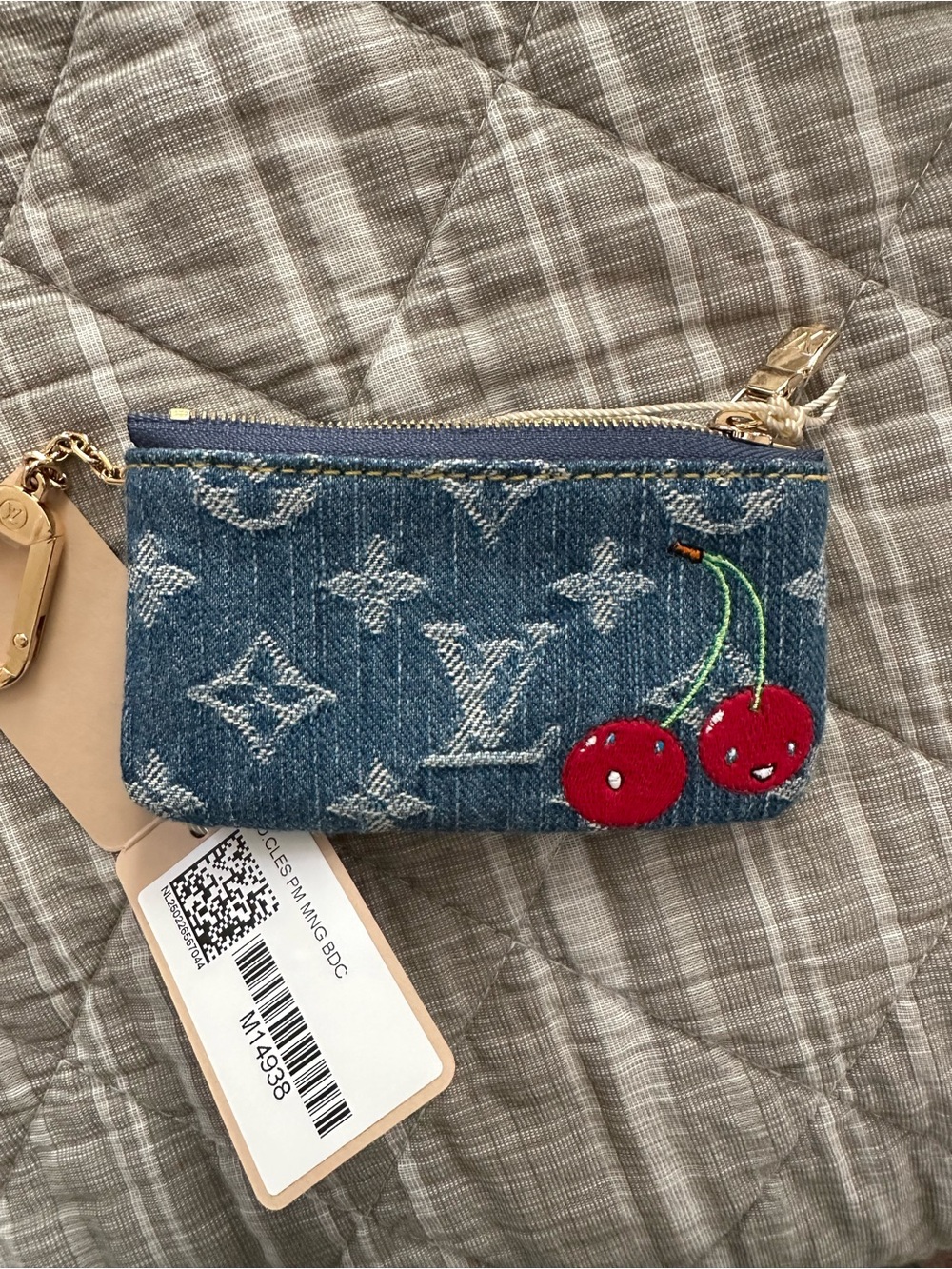 LV x TM Denim cerises Key Pouch with Limited stickers/ dustbag and box